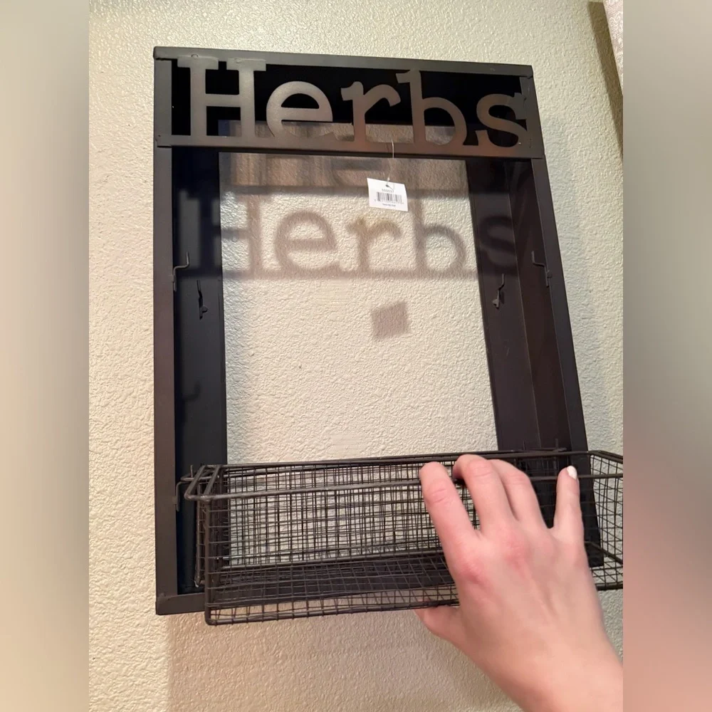 Farmhouse Rustic Cottage Herb wall Storage with 4 matching herb containers